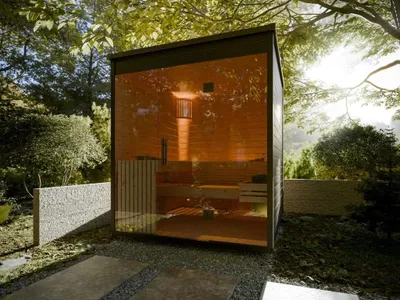 Produktbild von Swedheat Gartensauna Schwarz 28 mm Saunahaus, Fichte Massivholz, Infrarotkabine, Garten Sauna, Freistehend, Outdoor Sauna, Heimsauna, Wellness