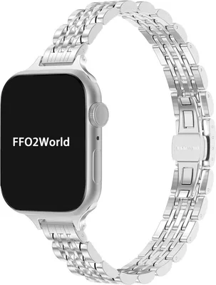 Produktbild von FFO2World Schlankes Jubilee-Edelstahlarmband für Apple Watch 42–49 mm (Serie 1–11, SE, Ultra) –  dünn, Silber