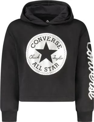 Produktbild von Stylischer schwarzer Kapuzenpullover für Mädchen mit Logodruck