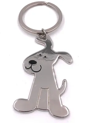Produktbild von Onwomania Schlüsselanhänger Hund lachend Gesicht Metall Anhänger Charm
