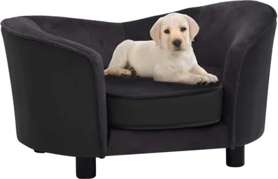 Produktbild von Cloris Designermöbel Hundesofa Schwarz 69x49x40 cm Plüsch und Kunstleder 2024 Neu
