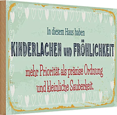 Produktbild von Holzschild Spruch 30x20cm Kinderlachen und Fröhlichkeit