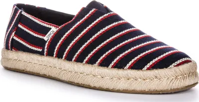 Produktbild von Toms Alpargata mit gewebter Textur und Print Seil umwickelte Herren Baumwoll Espadrilles in Marine Rot – 7 UK - 40.5 EU - 8 US / Navy Red