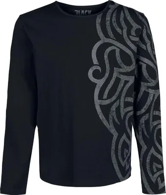 Produktbild von Black Premium by EMP Herren schwarzes Langarmshirt mit großem Ornament L