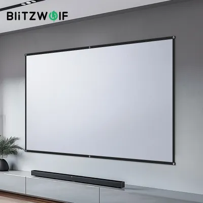 Obrázok produktu pre BlitzWolf® BW-VS8 Prenosné kovové premietacie plátno, 1,8x zosilnenie, 120'' protisvetlo, 4K 16:9, zvýraznenie filmu, vonkajšie domáce kino