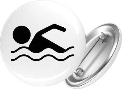 Produktbild von Huuraa Button Schwimmen Silhouette 59mm rund mit Sicherheitsnadel Ansteckbutton Geschenkidee