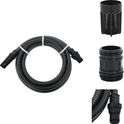 Image de vidaXL Tuyau d'aspiration avec raccords PVC Noir 1" 4 m PVC - Tuyaux d'arrosage