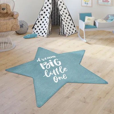 Produktbild von Kinderteppich Teppich Kinderzimmer Spielmatte Babymatte Rutschfest Sterne Grösse 80 cm Stern-Form