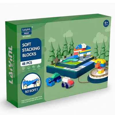 Produktbild von Baby Motorik Bausteine Soft Pastel - 48 Teile - Weiche Konstruktionsbausteine ab 3 Jahren