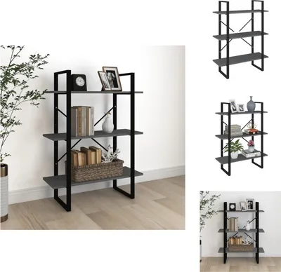 Produktbild von vidaXL Bücherregal 3 Fächer Grau 80x30x105 cm Massivholz Kiefer -  Bücherregale & Bücherschränke
