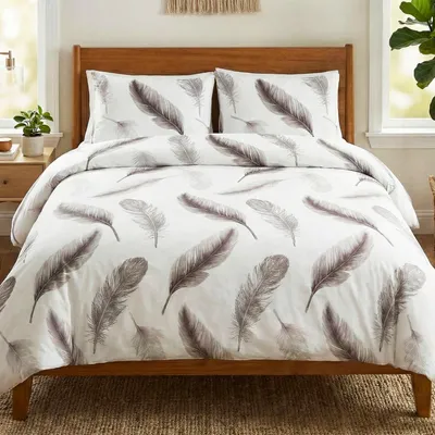 Produktbild von 3-teiliges Bettwäscheset aus 100 % Baumwollsatin 5D, 160 x 200 cm, mit Federmuster