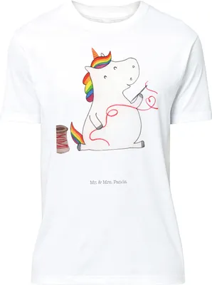 Produktbild von Mr. & Mrs. Panda Tshirt Einhorn Näherin - Weiß - Geschenk, Einhörner, S T-Shirt, Shirt, Unicorn, Basteln, Freundin, mit Spruch, oberteil