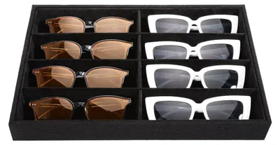Image de Range-lunettes bijoux - 8 compartiments - Empilable - Noir velours