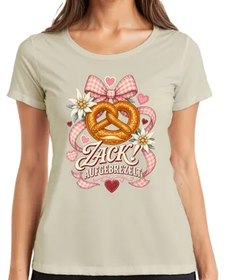 Produktbild von Zack! Aufgebrezelt Brezel Edelweiß Herz Lederhose Madl Damen T-Shirt, Natur, M
