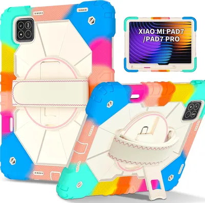 Image de Etui pour Xiaomi Pad 7 / Pad 7 Pro, étui pour tablette avec dragonne et support pivotant à 360° Bunt Pink