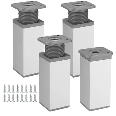 Immagine prodotto di 4 piedini regolabili in altezza, in lega di alluminio, dimensioni 40 x 100 mm, per mobili