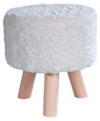 Produktbild von Kinderhocker - H 30 cm - Weiß - Fell - Holz