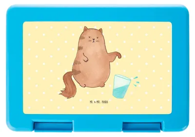 Produktbild von Mr. & Mrs. Panda Bentobox Katze Wasserglas - Gelb Pastell - Geschenk, Snackbox, Frischhaltedose, Bento Box, Cat, Brotzeitdose, Glas, Witzig, Katzen, Lunchbox