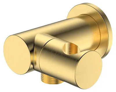 Produktbild von Avapax | Anschlusswinkel Mit Halterung - Gold Gebürstet - G1/2 Gewinde - Unterputzmontage - Messing
