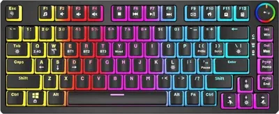 Obrázek produktu pro Savio SAVGK-PHENIX RED PUDDING, Kabelový a bezdrátový, USB + RF Wireless + Bluetooth, Mechanický spínač, QWERTY, RGB LED, Černá