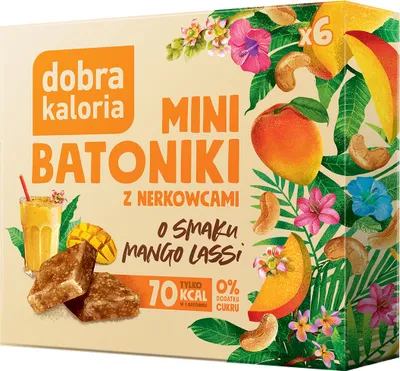 Produktbild von MINI-CASHAUS-RIEGEL MIT MANGO-LASS-GESCHMACK OHNE ZUSATZZUCKER (6 x 17 g) 102 g – DOBRA KALORIA