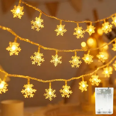 Schneeflocken-Lichterkette, 6 m, 40 LEDs, warmweiß, IP65, 2 Modi