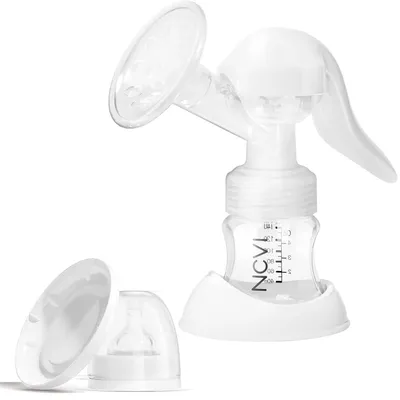 Produktbild von NCVI Handmilchpumpe inkl. Fläschchen 150 ml, BPA-frei, für sanftes und effektives Abpumpen, manuelle Stillpumpe, Milchpumpe