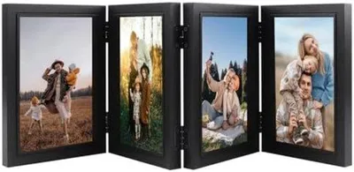 Produktbild von Klappbarer Fotocollage Rahmen für 4 Bilder schwarz