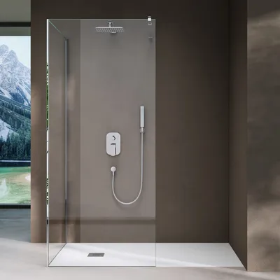 Produktbild von doporro Duschwand Walk-In Dusche Duschtrennwand 90x100cm mit rechteckigem Stabilisator Eckdusche aus 8mm ESG-Sicherheitsglas Klarglas Bremen-L 01K