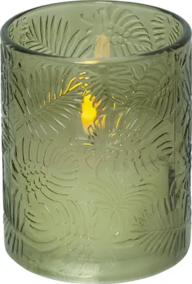 Produktbild von LED Windlicht -Flamme Leaf', grün, Wachs, 12,5cm