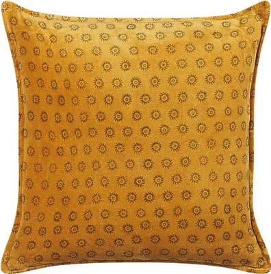 Produktbild von BELIANI Zierkissen senfgelb Samt 45 x 45 cm Sonnenmuster abnehmbarer Bezug mit Füllung Boho Style