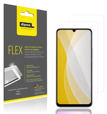 Produktbild von 2x Schutzfolie für Vivo Y60m Folie, 100% Displayabdeckung, dipos Flex