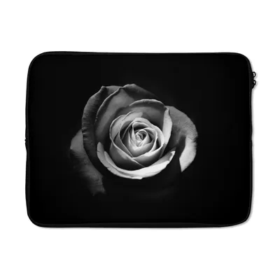 Produktbild von MuchoWow® Laptop Hülle 15 Zoll Blumen - Schwarz - Rose - Weiß - Botanisch Laptoptasche - Laptoptasche - Sleeve - Rundum-Schutz