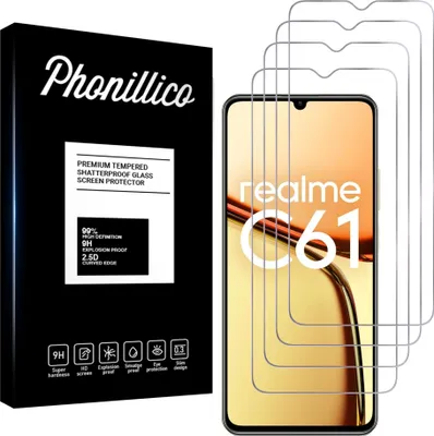 Produktbild von Hartglas für Realme C61 [4 Stück] Displayschutzfolie Screen Protector Film Anti-Kratzer Glas Resistant Phonillico®