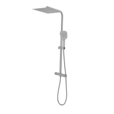 Productafbeelding van Douchesysteem met thermostaat. Doucheset (douchekraan met thermostaat, regendouche 30 cm, handdouche met 3 straalstanden). Complete regendouche in zilver