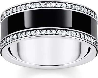 Produktbild von Thomas Sabo Ring TR2446-691-11 Silber schwarzer Emaile weiße Steine