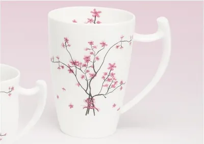 Produktbild von Jumbotasse, Becher CHERRY BLOSSOM 500ml weiß rosa Porzellan rund TeaLogic