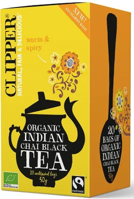 HERBATA CZARNA CHAI Z CYNAMONEM I GOŹDZIKAMI FAIR TRADE BIO (20 x 2,5 g) 50 g - CLIPPER
