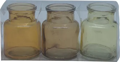 Produktbild von SANDRA RICH GLAS VASE BOTTLE BALANCED 3 Flaschen ca 7,5x5,5cm GELB