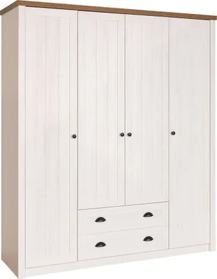 Produktbild von Drehtürenschrank / Kleiderschrank Segnas 16, Farbe: Kiefer Weiß / Eiche Braun - 198 x 171 x 53 cm (H x B x T)