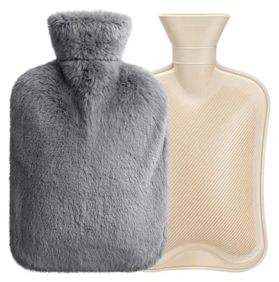 Produktbild von Wärmflasche Wärmwasserflasche Wärmekissen - 2 Liter - Weicher Plüschbezug - Für Nacken und Schulter