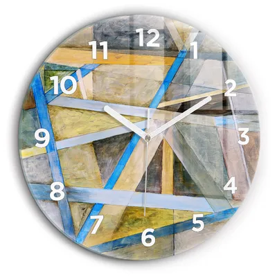 Obrázok produktu pre Wallfluent Hodiny - Okrúhle Sklenené Nástenné Hodiny - Tichý Quartz Strojček - Dekorácia Na Stenu V Spálni - Biele Hodinové Ručičky - 60cm - Impresionista