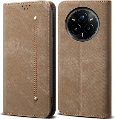 Obrázek produktu pro Pouzdro pro Realme 14 Pro, Kožené Peněženkové Pouzdro s Magnetickým Uzavíráním a Stojánkem Khaki