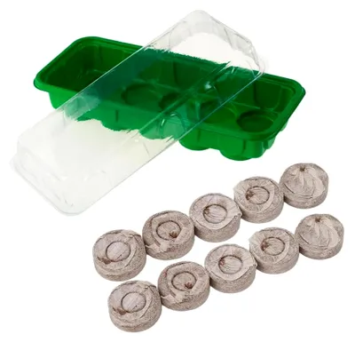 Produktbild von Mini-Gewächshaus mit Kokos-Quelltabletten und Anzuchtplatten