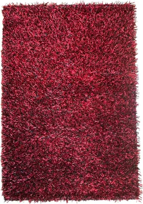 Produktbild von Teppich LIMO SHAGGY HANDGEKNÜPFT | Farbe: Schwarz-Rot; Größe: 170x240 cm | strapazierfähig und leicht zu reinigen | Wohnzimmer | Schlafzimmer