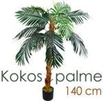 Produktbild von Künstliche Palme groß Kunstpalme Kunstpflanze Palme künstlich wie echt Plastikpflanze Balkon Königspalme Kokospalme Deko 140 cm hoch Decovego