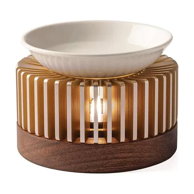 Produktbild von Duftlampe mit Teelichthalter,Aromalampe und Stövchen aus Holz und Aluminium,Diffusor Lampe für ätherische Öle und Teewärmer