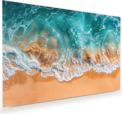 Produktbild von Glasbild 75x50cm in XXL für Wohnzimmer, Schlafzimmer Motiv Meereswellen