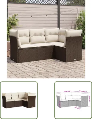 Produktbild von The Living Store 4-tlg. Garten-Sofagarnitur mit Kissen Braun Poly Rattan