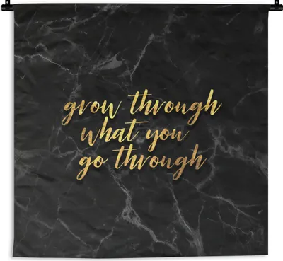 Produktbild von MuchoWow® Wandteppich Wandbehang Zitate - Motivation - Gold - Marmor 150x150 cm Tapisserie Dekoration Wandtuch - Wohnaccessoires - Modernes
